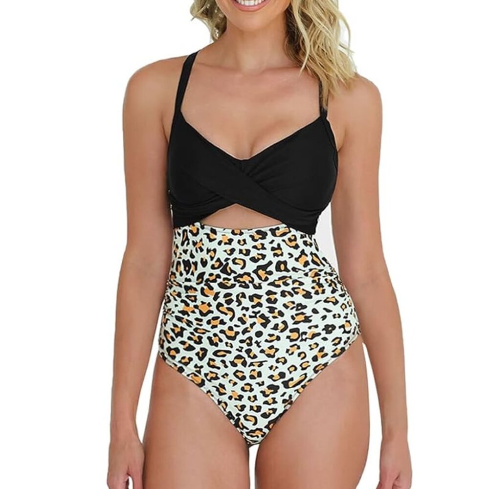 Leopard Sexy Full Coverage Bottom Monokini Swimsuit
